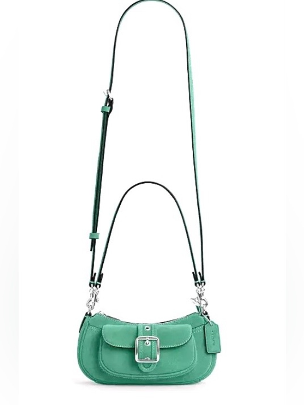 Coach Suede Soho Mini Shoulder Bag Baguette Leather Trim + Crossbody CDB12 Style